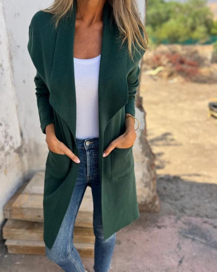 SALVEO - GENTLE FABRIC COLLARED CARDIGAN