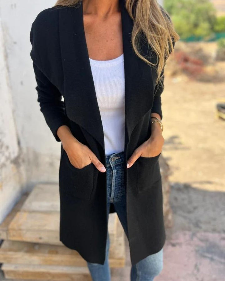 SALVEO - GENTLE FABRIC COLLARED CARDIGAN