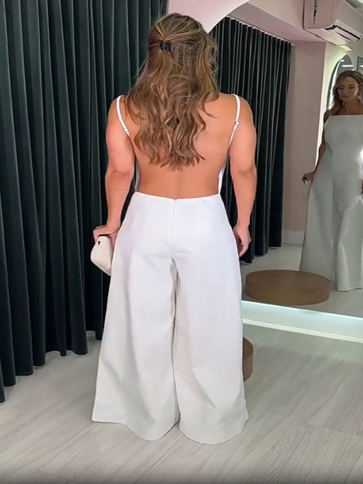 JOLENE - CHOCOLATE HALTER JUMPSUIT ELEGANCE