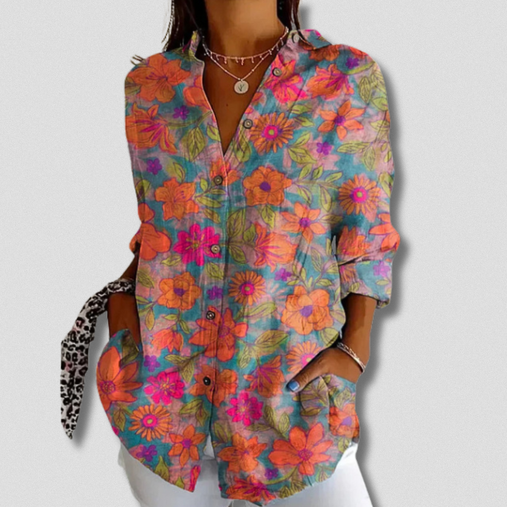 STACEY - FLORAL PATTERN LONG SLEEVE BLOUSE