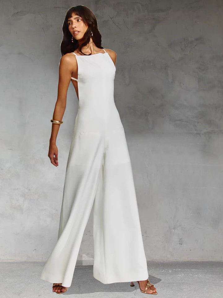 JOLENE - CHOCOLATE HALTER JUMPSUIT ELEGANCE
