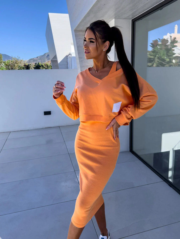 LARISA – SOFT SWEATER OVERLAY DRESS SET