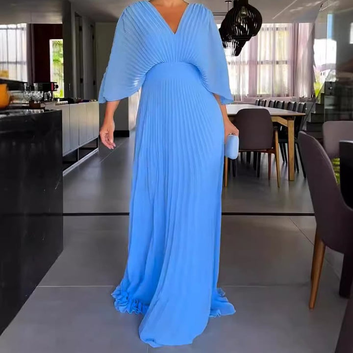 KOHLE - ELEGANT DRAPE SLEEVE WAISTED DRESS