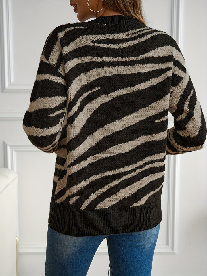 Stella | Knitted Sweater with Zebra Print