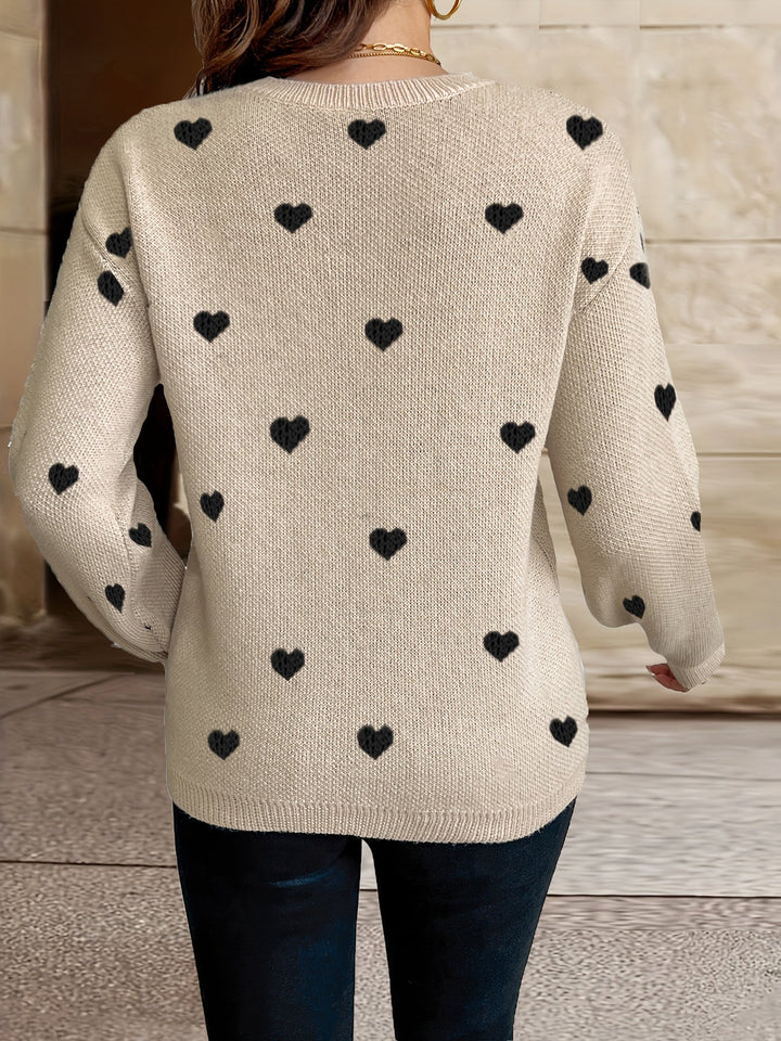 Sophie | Sweater with Heart Pattern Round Neck