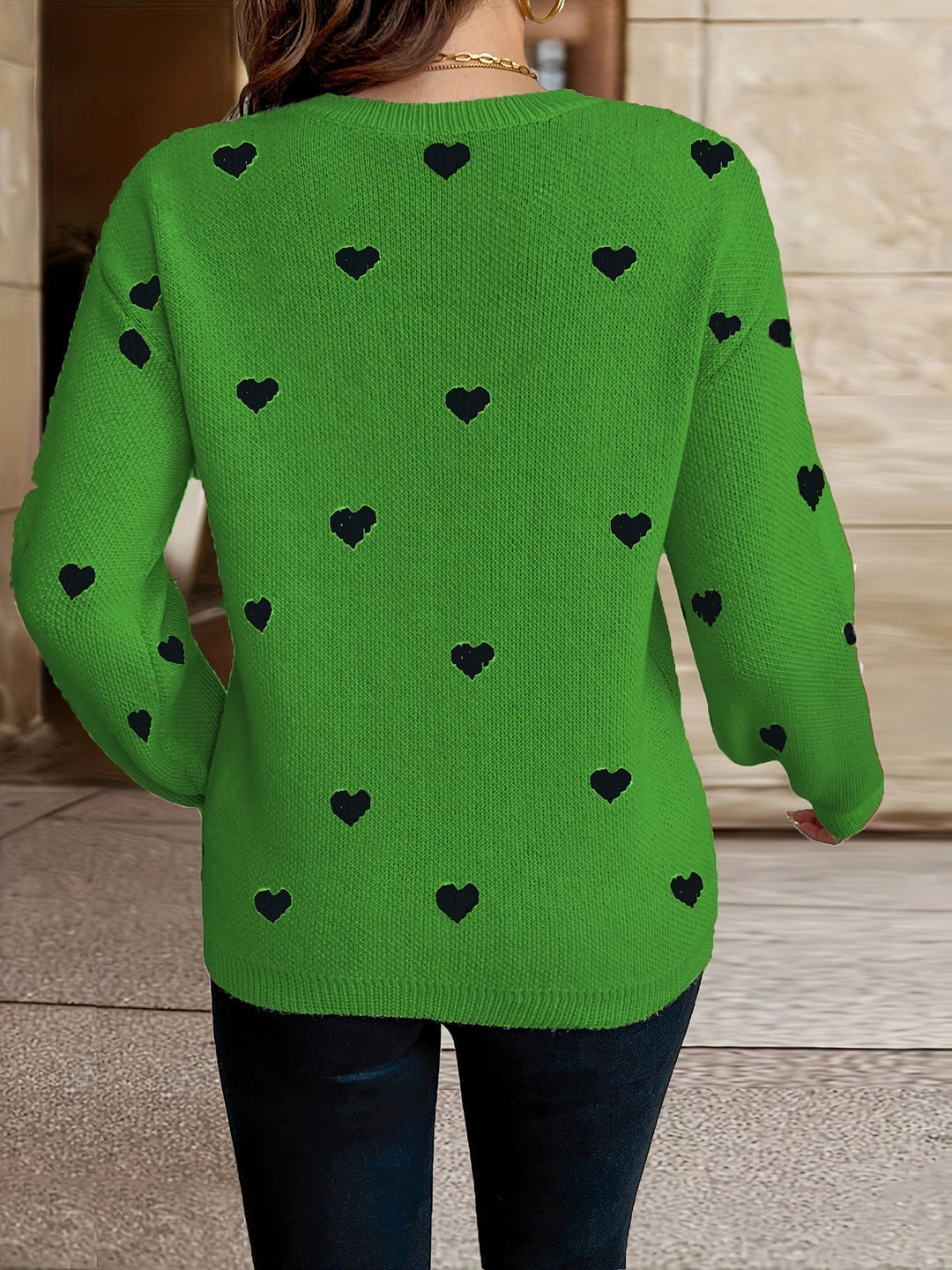 Sophie | Sweater with Heart Pattern Round Neck
