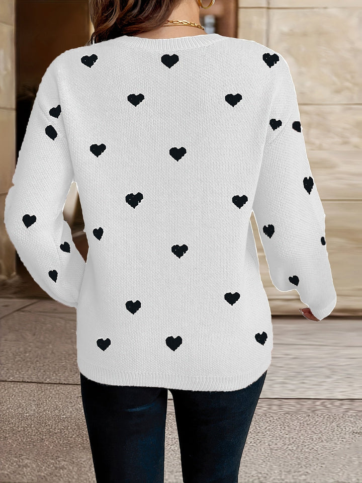 Sophie | Sweater with Heart Pattern Round Neck